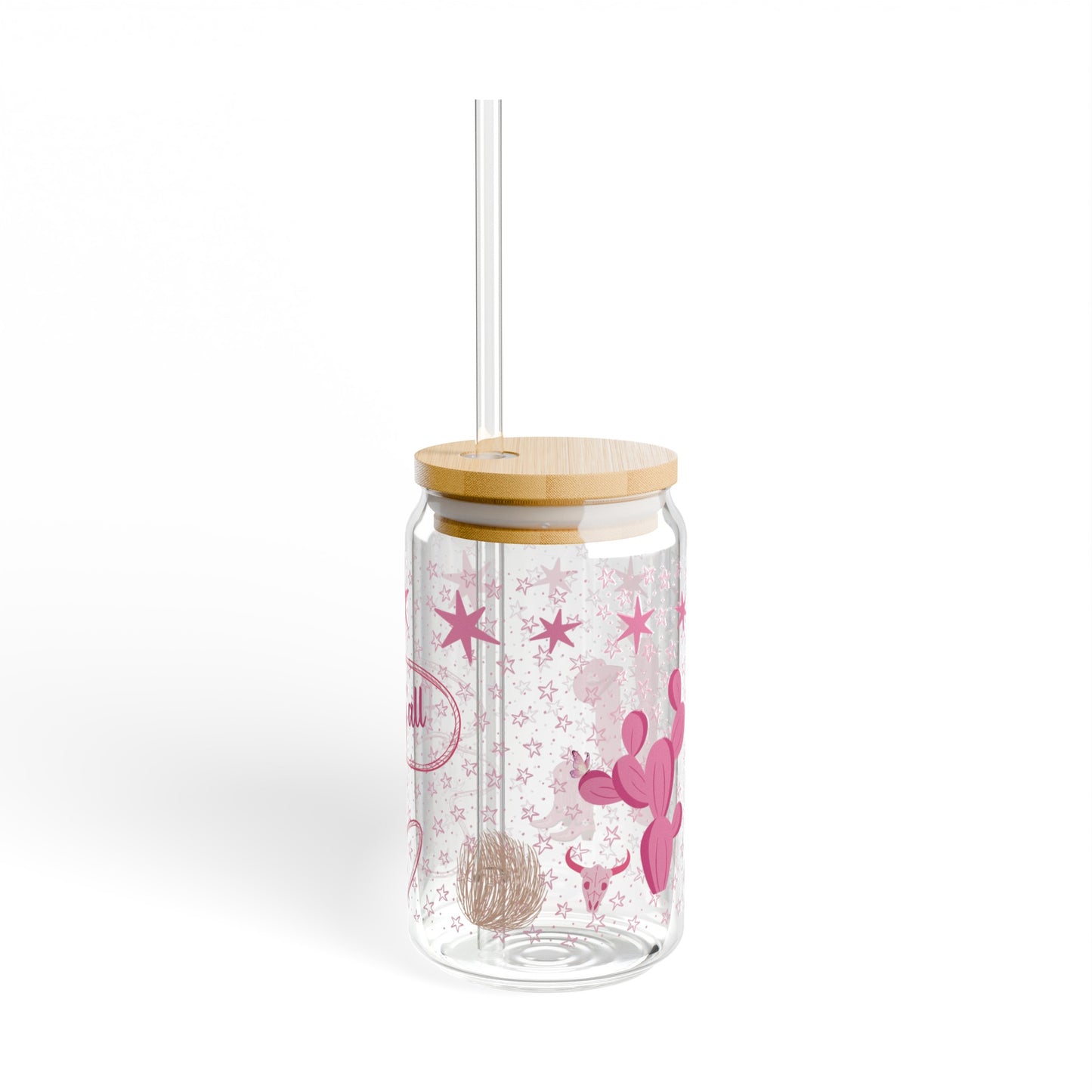 cowgirl pink sipper glass, 16 oz