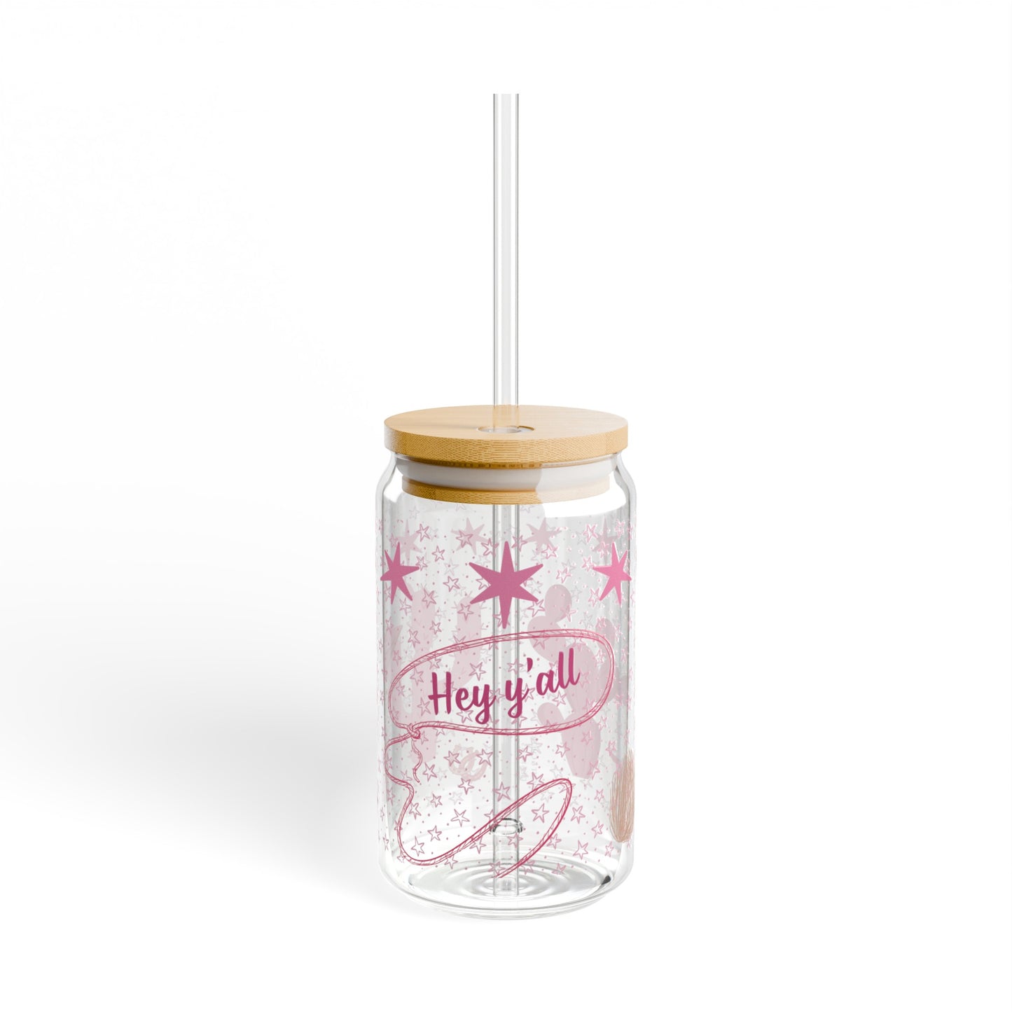 cowgirl pink sipper glass, 16 oz