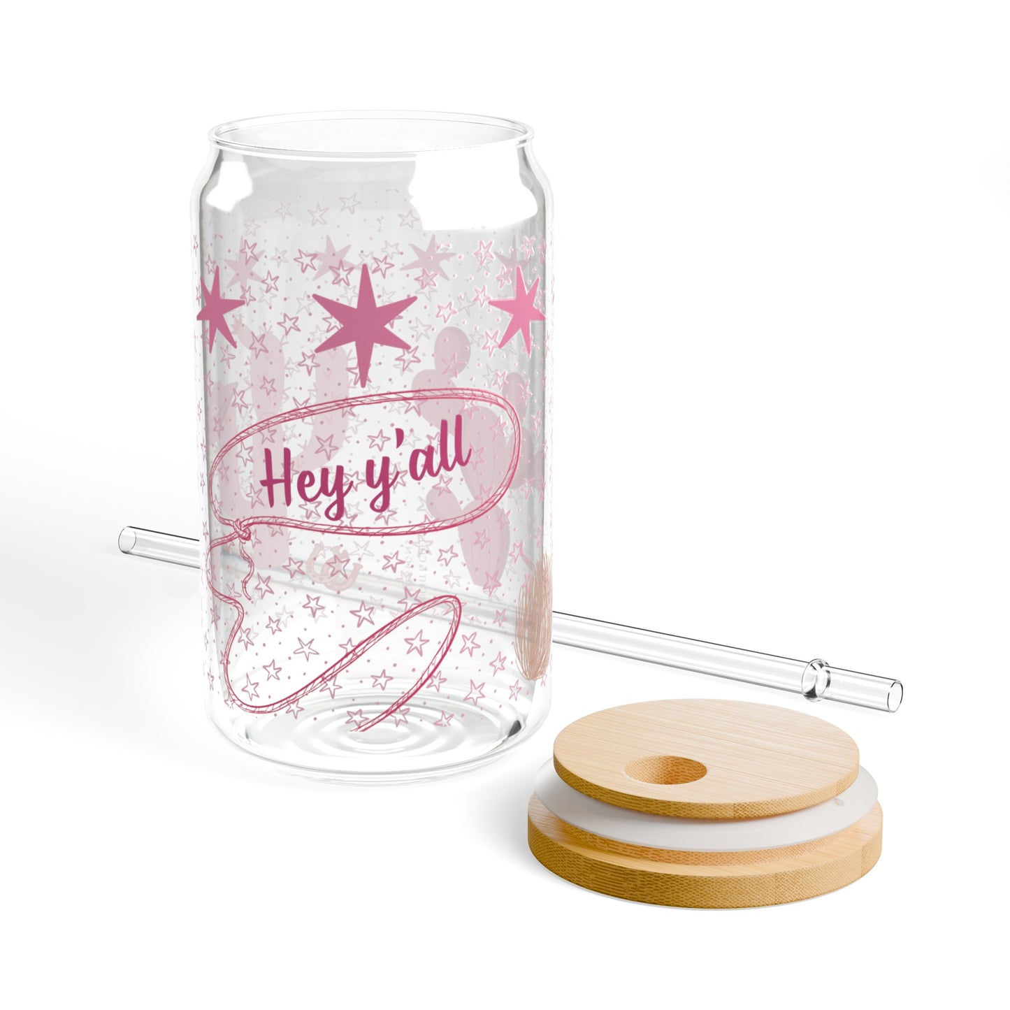 cowgirl pink sipper glass, 16 oz