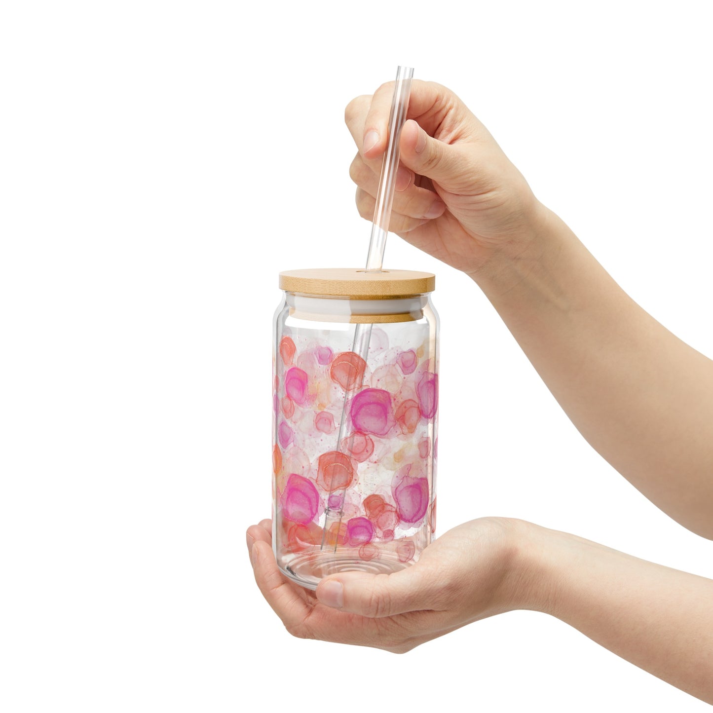 brushed circles sipper glass, 16 oz