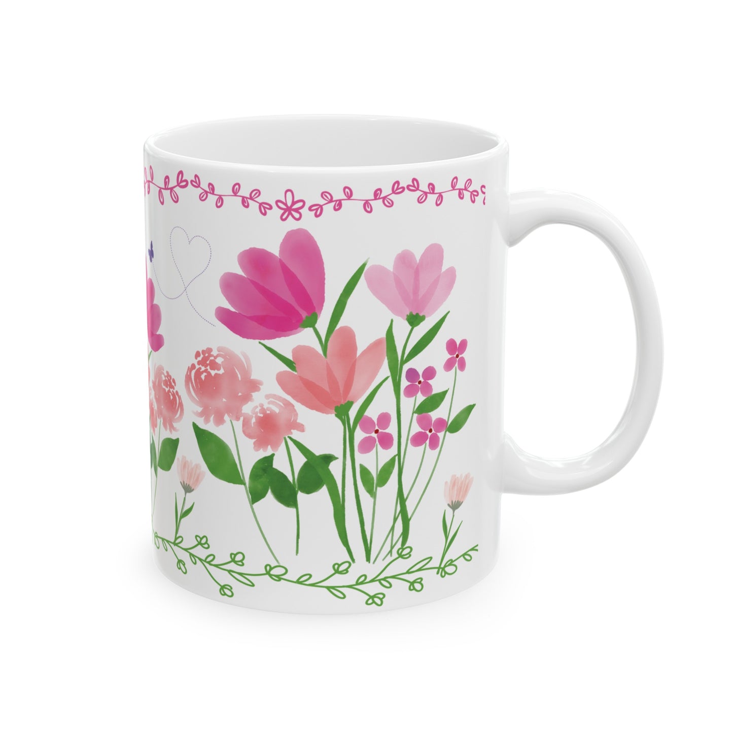 happy flowers ceramic mug, 11 oz