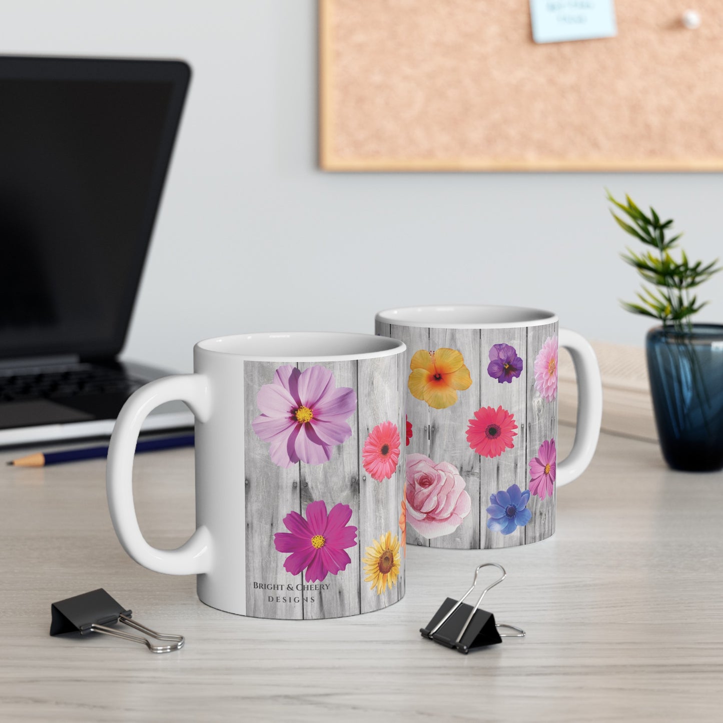 fence of flowers ceramic mug, 11 oz