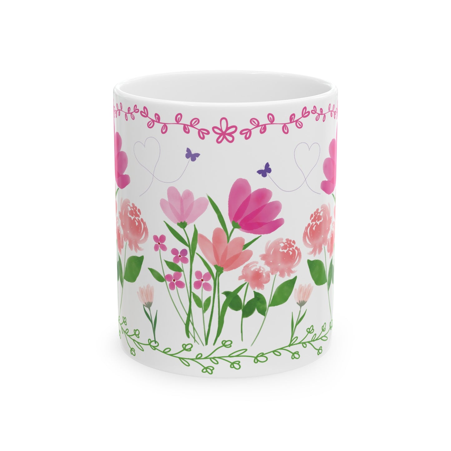 happy flowers ceramic mug, 11 oz