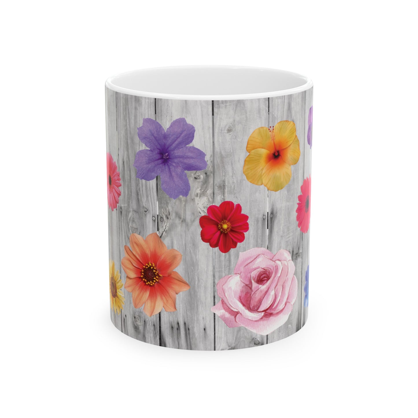 fence of flowers ceramic mug, 11 oz