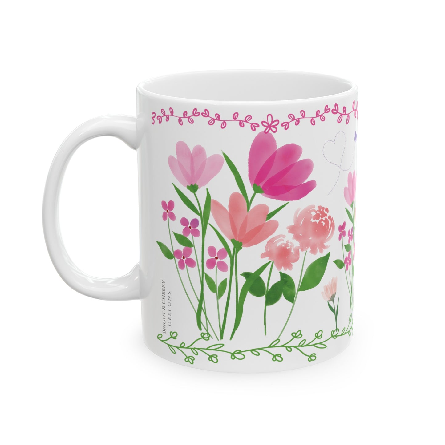happy flowers ceramic mug, 11 oz