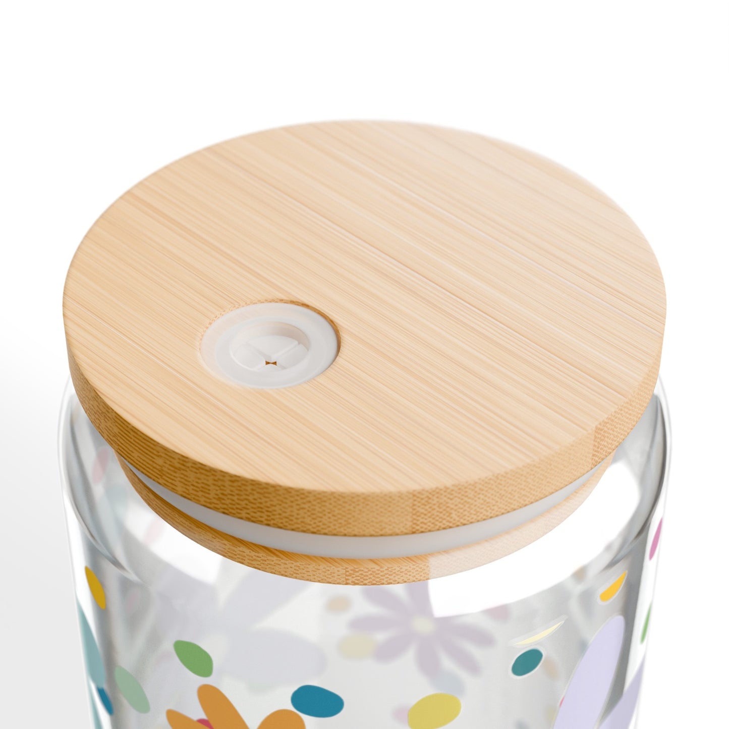 dots & flowers sipper glass, 16 oz