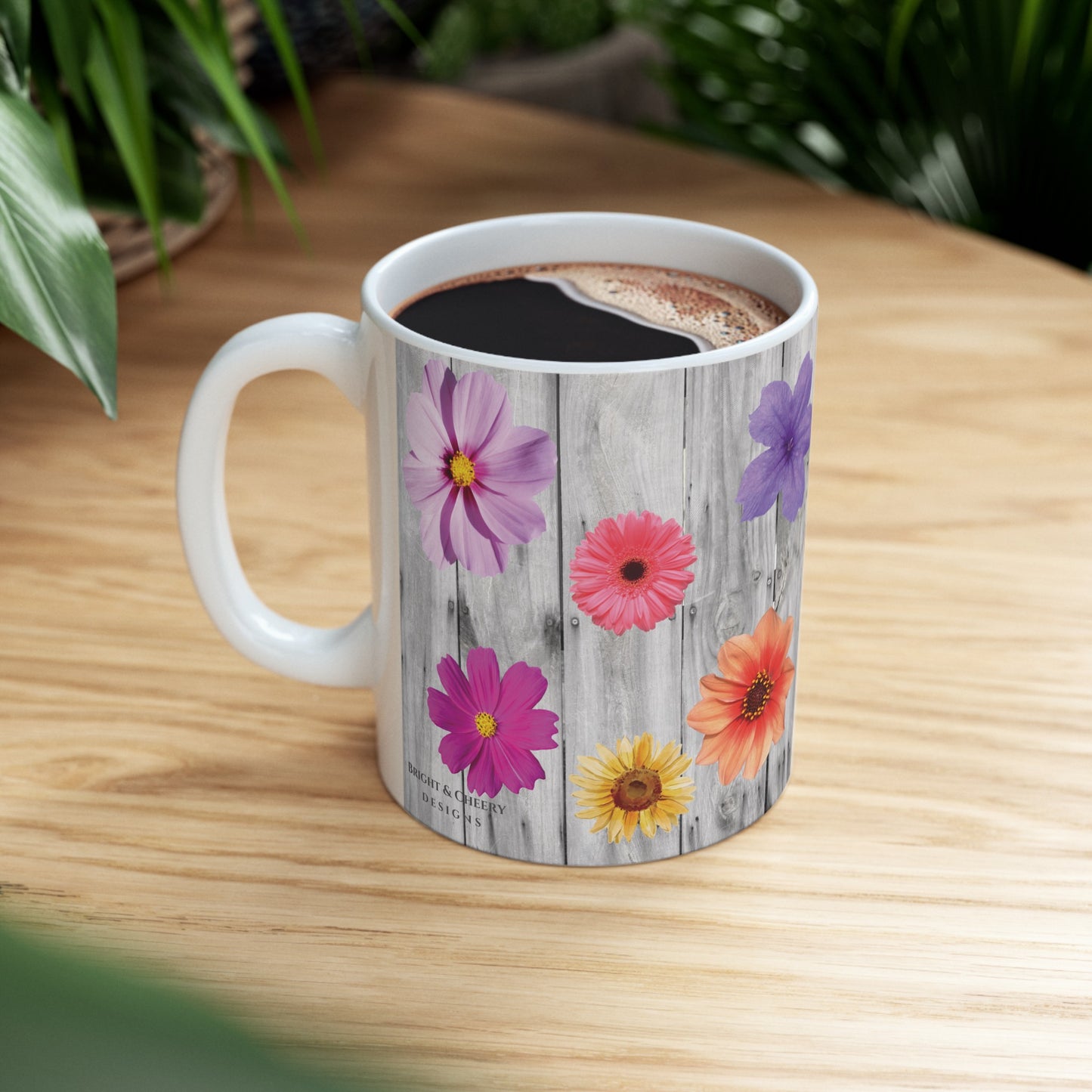 fence of flowers ceramic mug, 11 oz