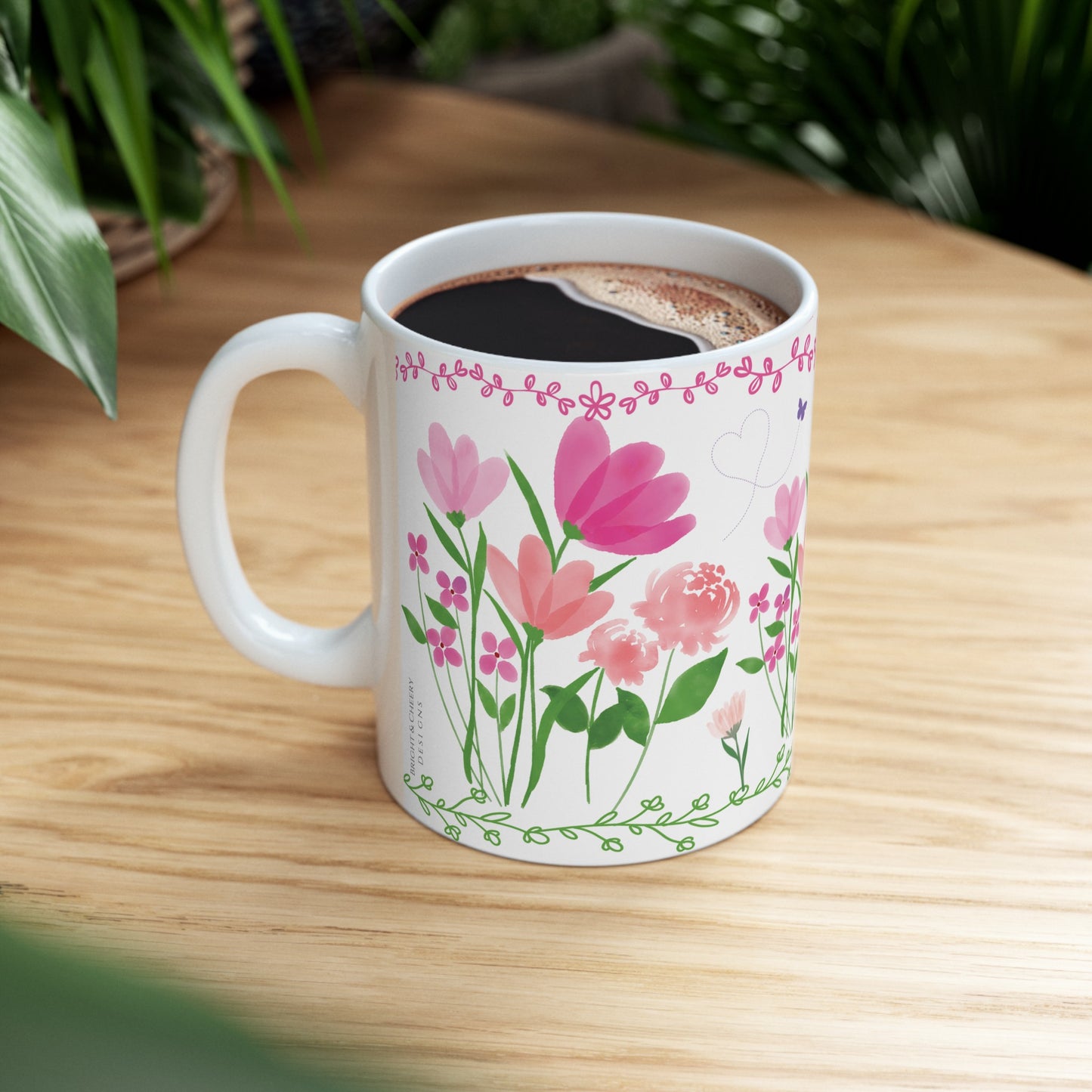 happy flowers ceramic mug, 11 oz