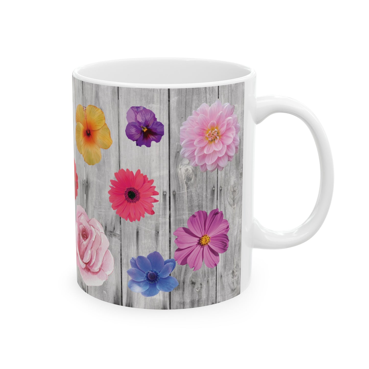 fence of flowers ceramic mug, 11 oz