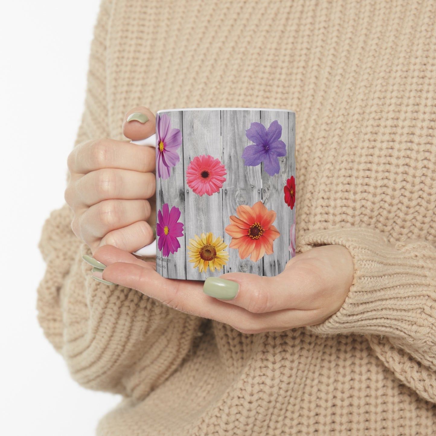 fence of flowers ceramic mug, 11 oz