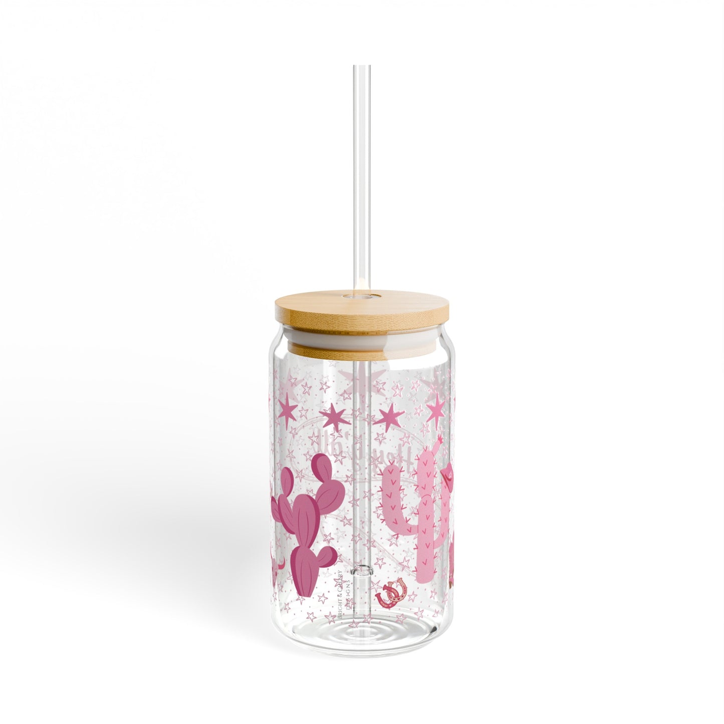 cowgirl pink sipper glass, 16 oz