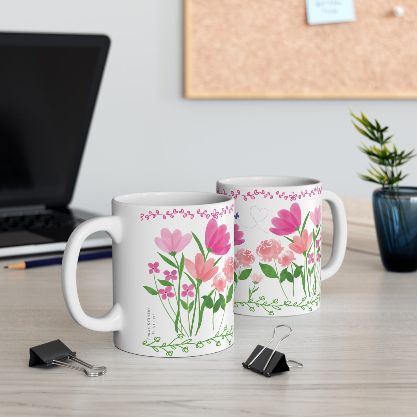 happy flowers ceramic mug, 11 oz
