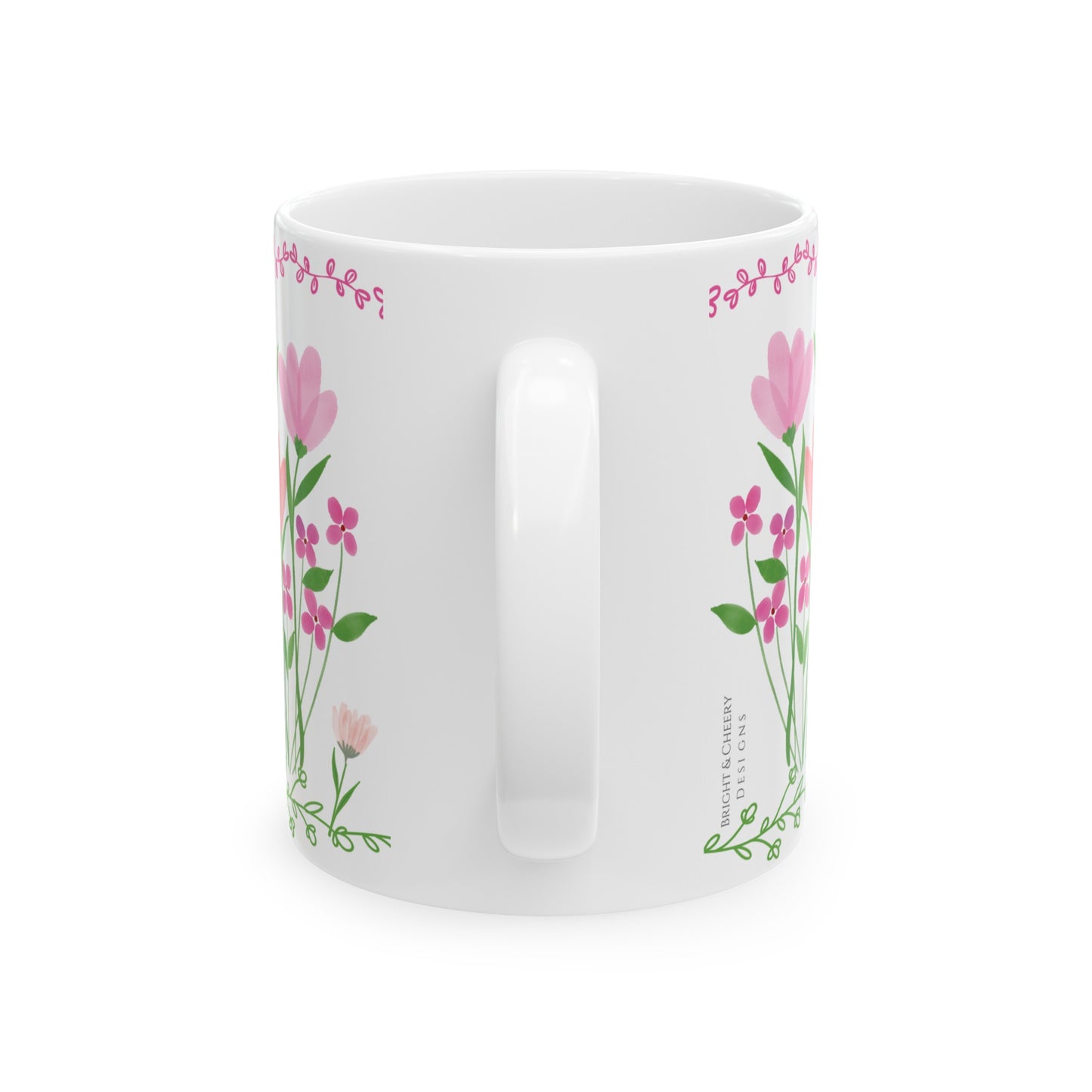 happy flowers ceramic mug, 11 oz