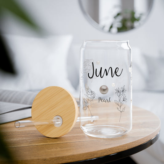 birth month 6 June sipper glass, 16 oz