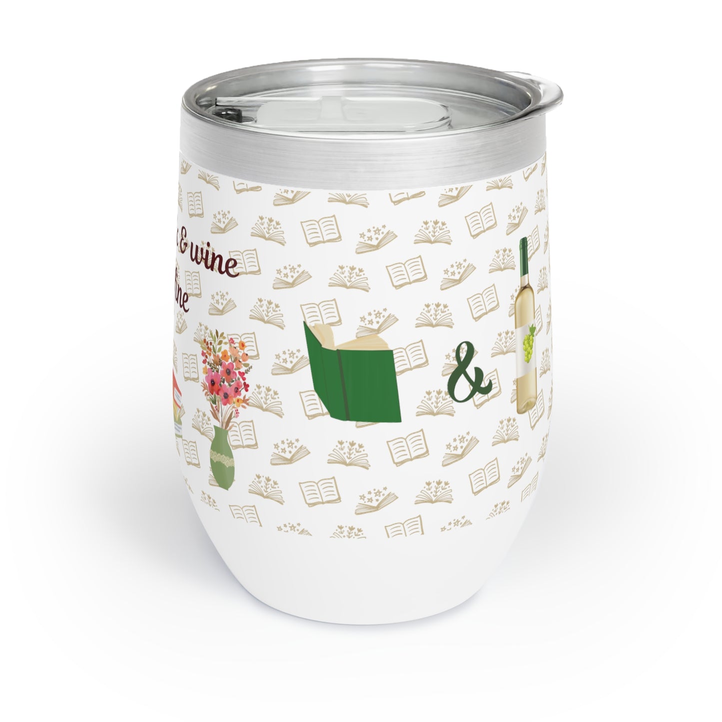 good book and wine tumbler, 12 oz