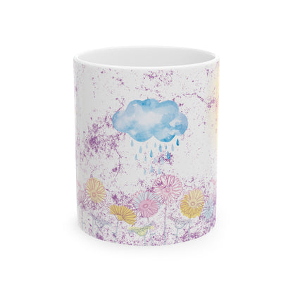 sun moon cloud ceramic mug, 11 oz