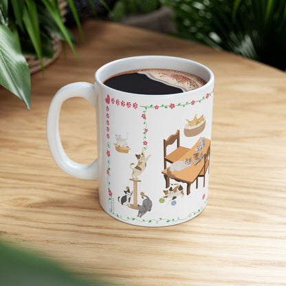 caffeinating cat mom ceramic mug, 11 oz