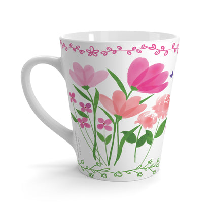 happy flowers latte mug, 12 oz