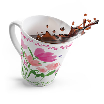 happy flowers latte mug, 12 oz