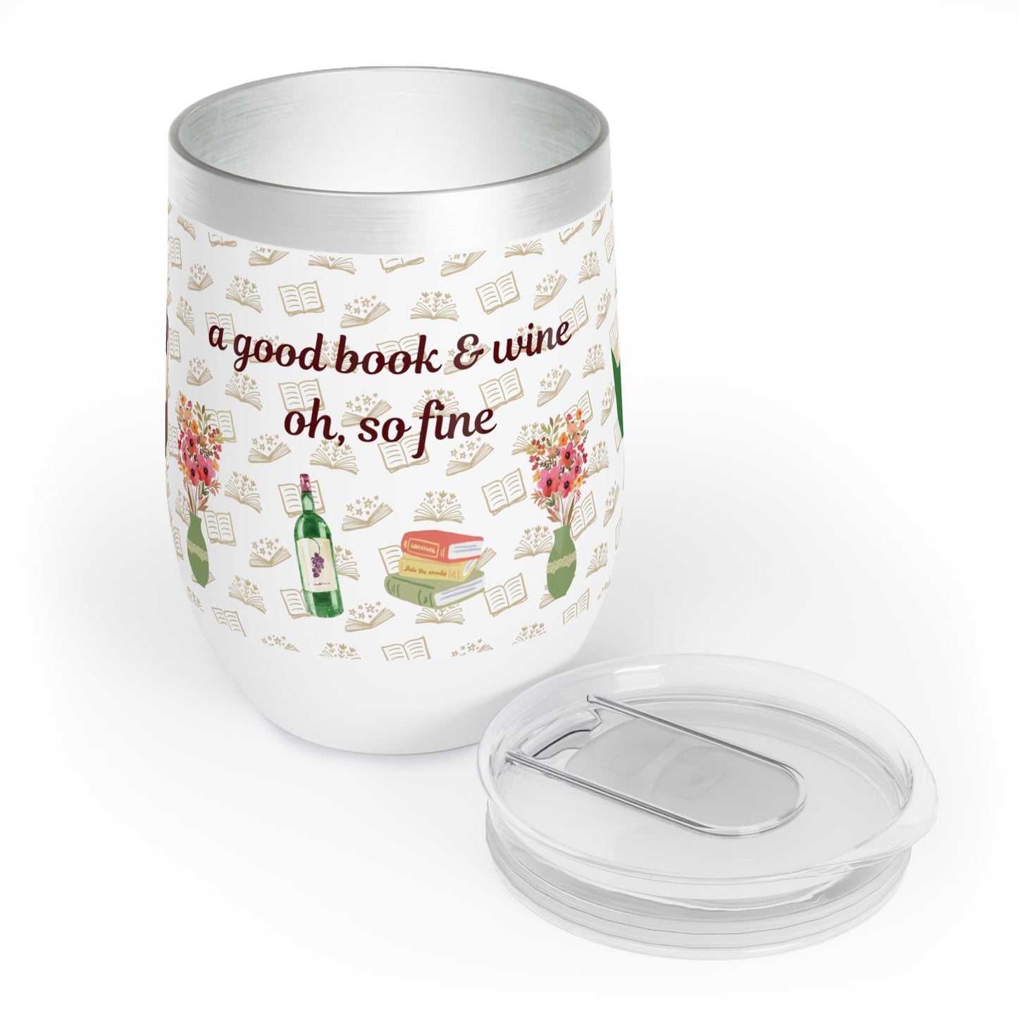 good book and wine tumbler, 12 oz