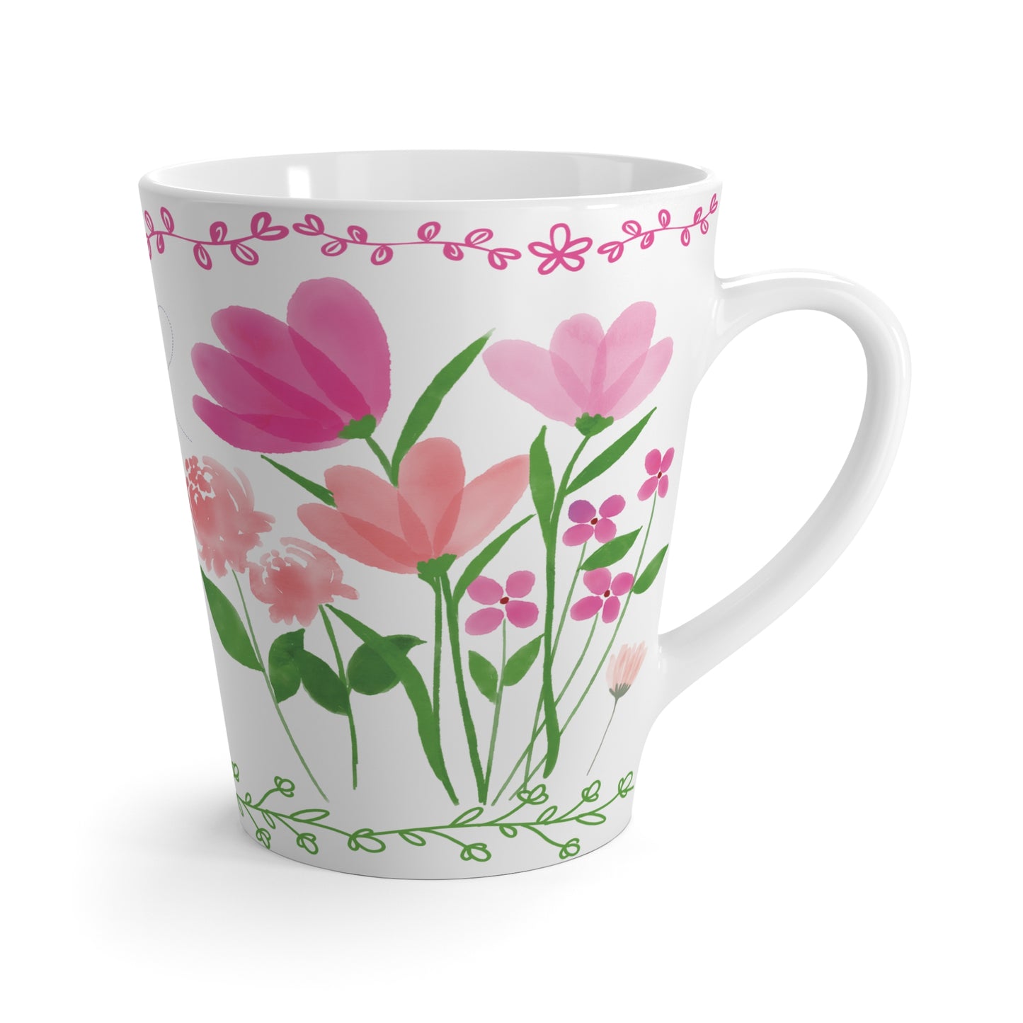 happy flowers latte mug, 12 oz