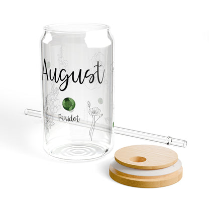 birth month 8 August sipper glass, 16 oz