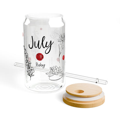 birth month 7 July sipper glass, 16 oz