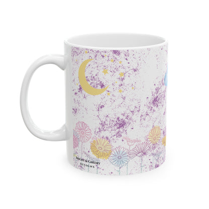 sun moon cloud ceramic mug, 11 oz