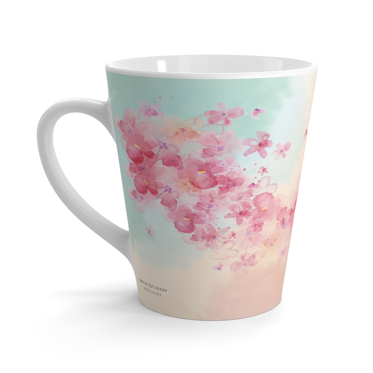 may your day be bright and your outlook cheery! latte mug, 12 oz