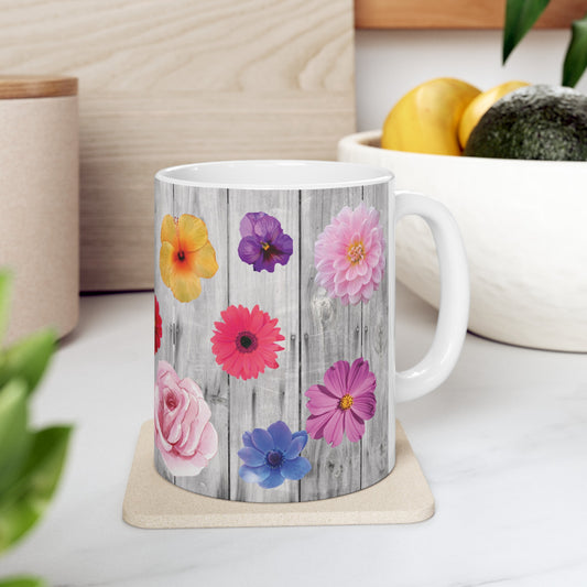 fence of flowers ceramic mug, 11 oz