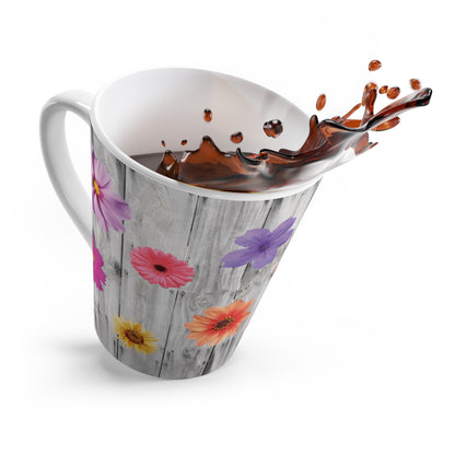 fence of flowers latte mug, 12 oz