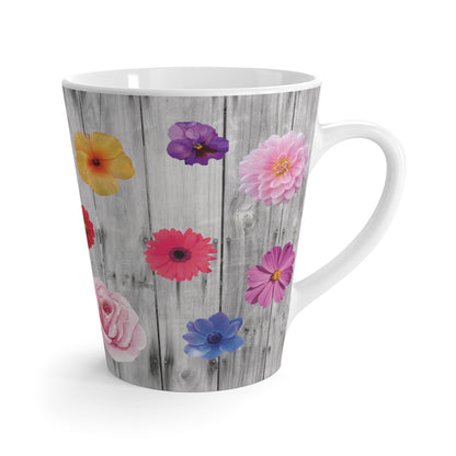 fence of flowers latte mug, 12 oz