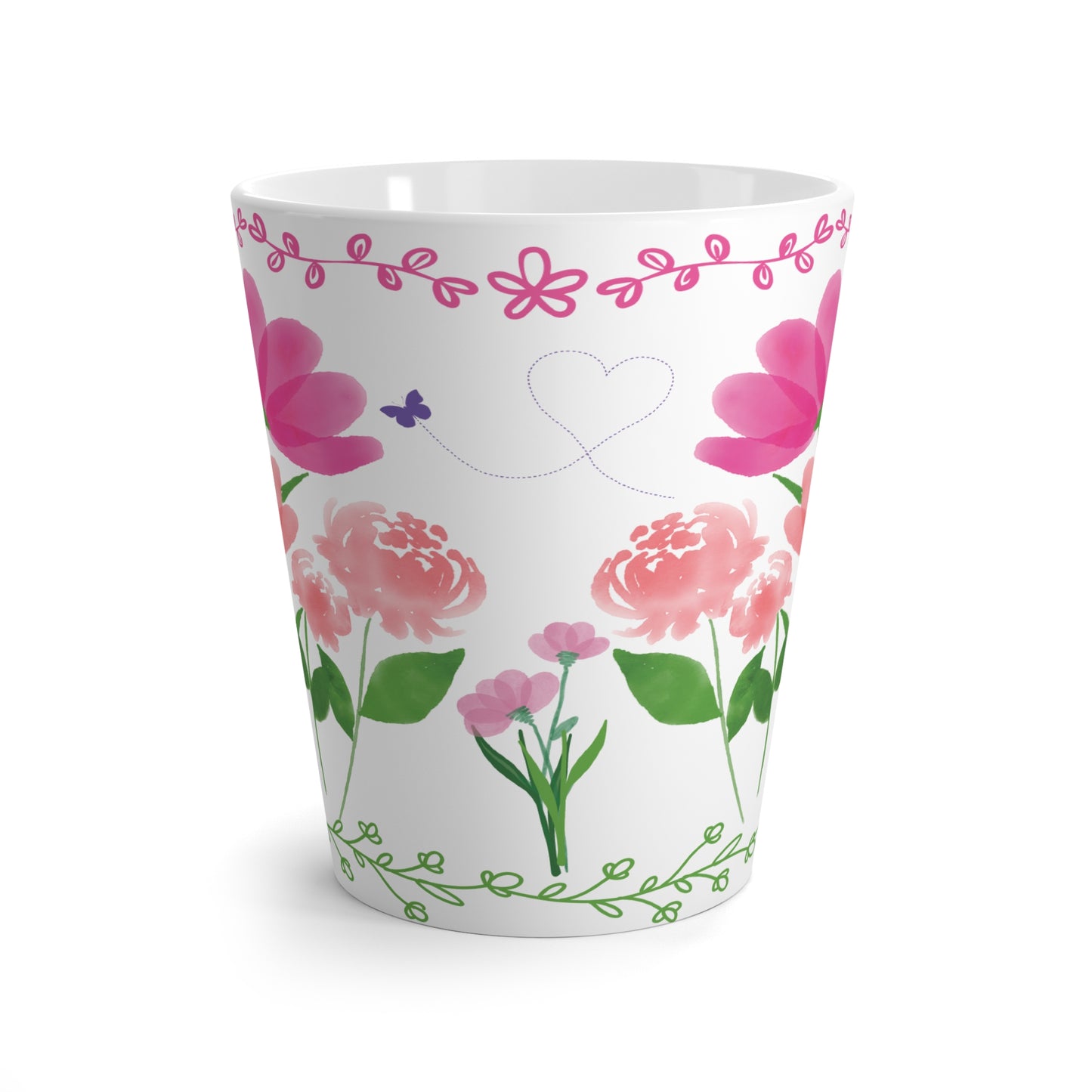 happy flowers latte mug, 12 oz