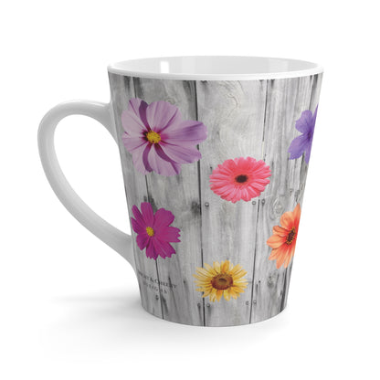 fence of flowers latte mug, 12 oz