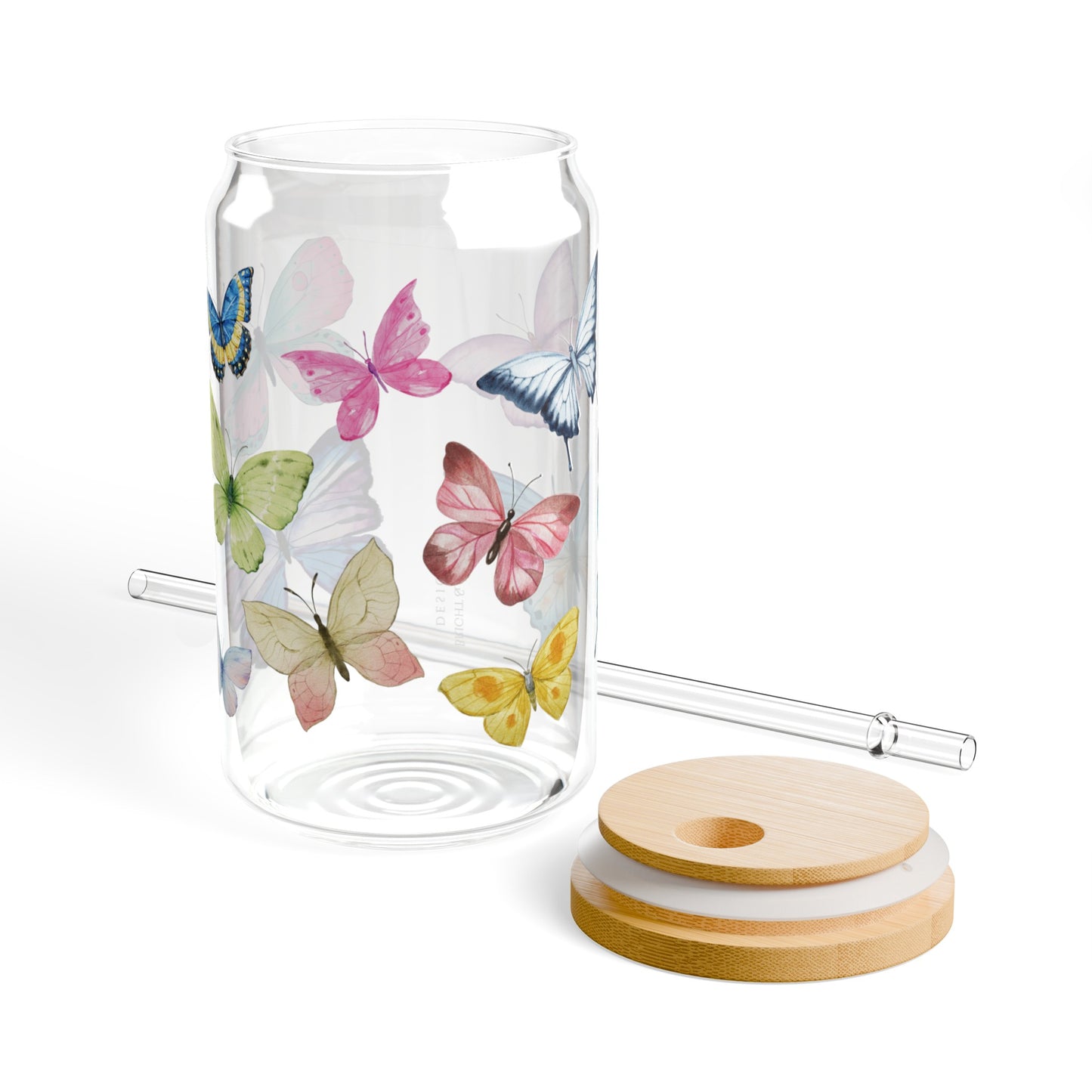 butterfly sipper glass, 16 oz